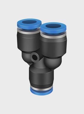 热销整包PU气管接头Y型塑料三通快插PY4/6/8/10/12/14/16MM变径PN