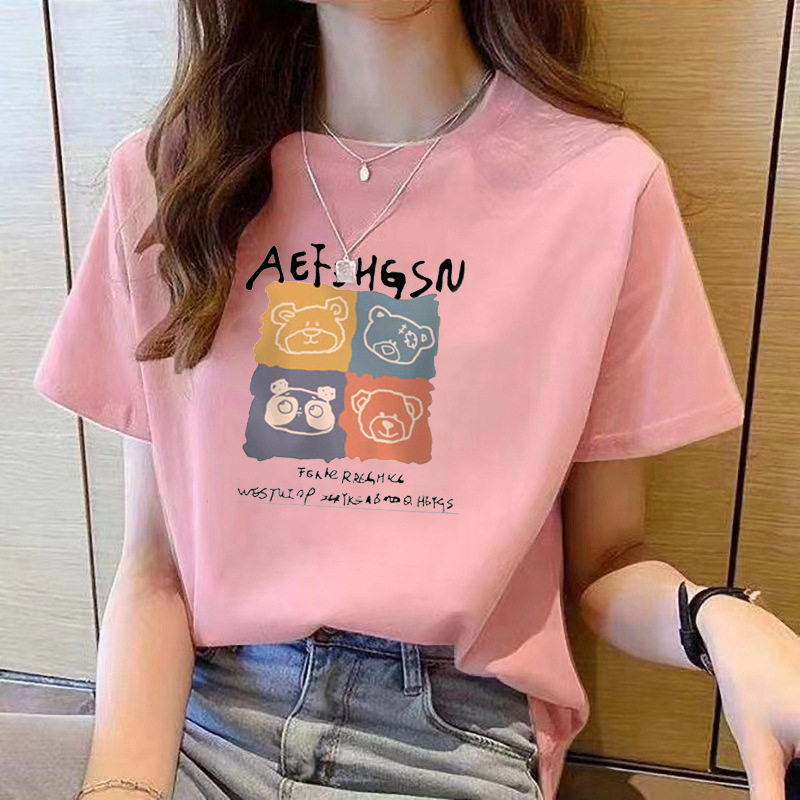 正肩纯棉短袖t恤女士2025年夏季新款半袖内搭打底衫休闲宽松大码