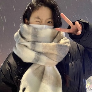 2024新款围巾女秋冬季美拉德渐变加厚保暖围脖氛围感百搭毛绒冬天