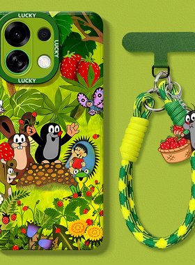 适用于oppok13turbo手机壳新款女k13turbopro全包防摔散热k13Turbo高级绿色0pp0可爱鼹鼠por软硅胶外壳带挂绳