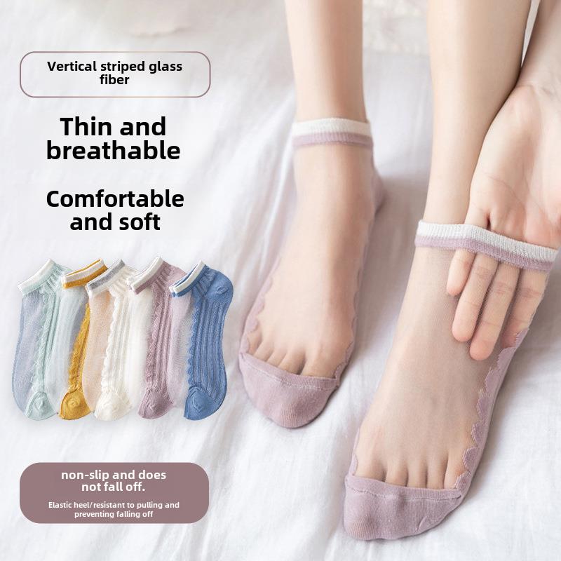 水晶丝袜女式夏季超薄透明玻璃丝袜防滑防落耐磨防钩袜