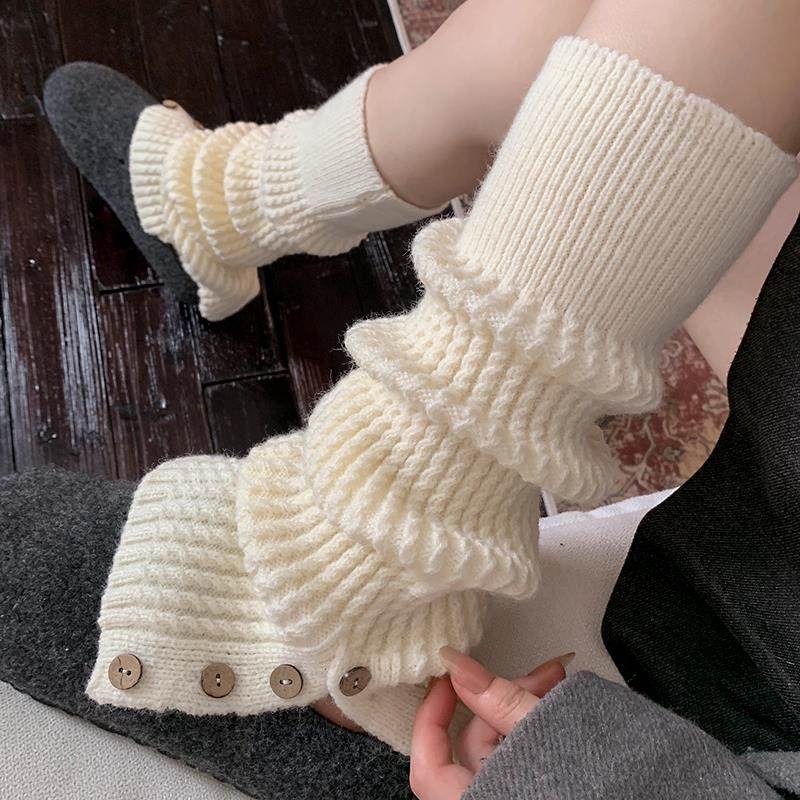 白色堆堆袜套女y2k穿搭长筒袜冬天加厚保暖芭蕾风JK小腿袜子腿套