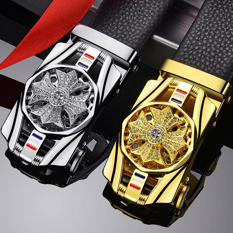 转运时来运转皮带男士真皮牛皮自动扣腰带年轻人潮流新款裤带网红