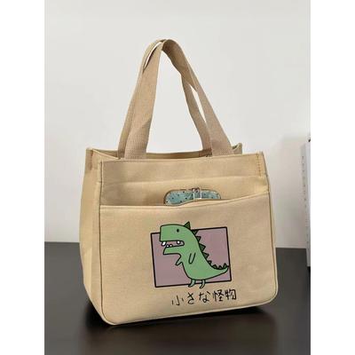 2025新款出门上班族杂物小拎包拉链洋气网红盒饭手提袋帆布女通勤