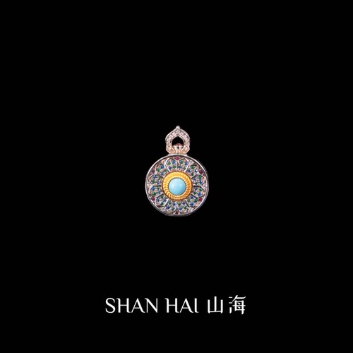 八大守护花开见佛嘎乌盒吊坠