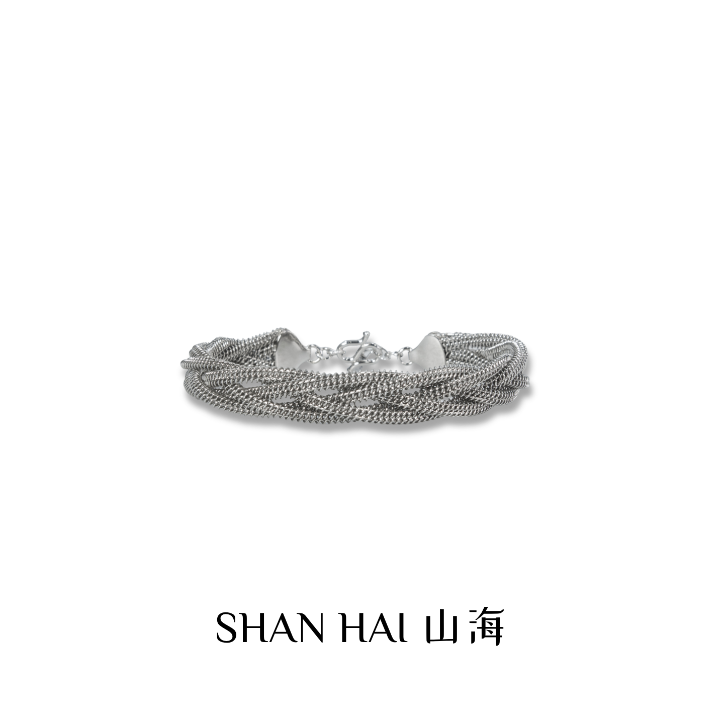 复古开口手镯纯银银潮织影编制麻花线条手镯男女个性时尚手链小众