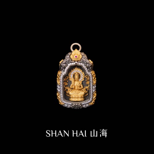 手工纯银金做旧十相自在守护吊坠