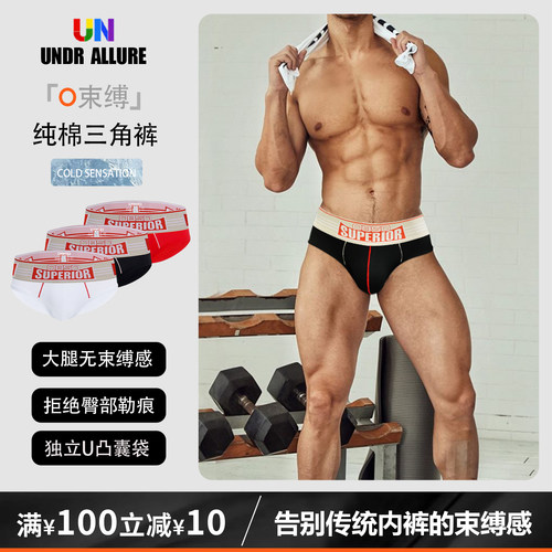 2条装纯棉宽腰带三角内裤性感潮