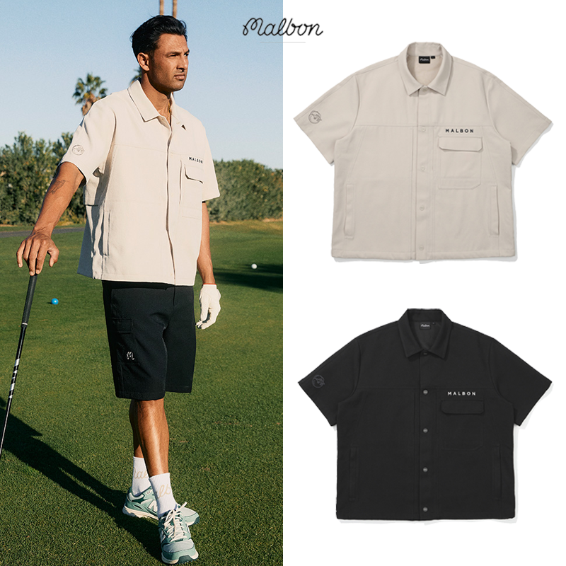 25韩国MALBON高尔夫球服夏季翻领短袖标志口袋运动休闲时尚POLO衫