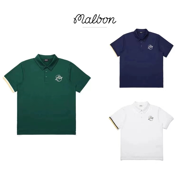 2025韩国新款MALBON高尔夫球服男POLO衫弹力速干运动时尚短袖T恤