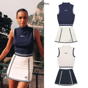 女修身 25夏季 套装 韩国MALBON高尔夫服装 显瘦马甲休闲运动短裙 新款