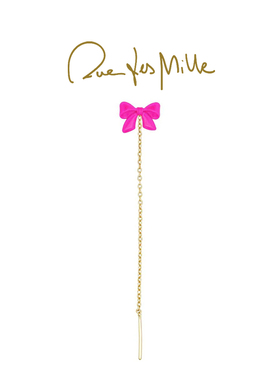 RuedesMille 芭比粉蝴蝶结耳钉长款流苏耳线百搭耳饰女OR022M2VAU