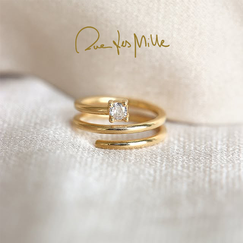 RuedesMille 闪钻锆石开口戒指女轻奢高级感指环食指戒ANZ020M1AU