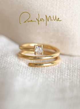 RuedesMille 闪钻锆石开口戒指女轻奢高级感指环食指戒ANZ020M1AU