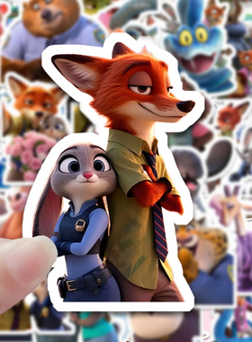 60张疯狂动物城2贴纸卡通朱迪尼克手账笔记本手机壳diy装饰贴画