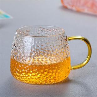 高硼硅锤纹玻璃杯子带把泡茶杯家用耐热玻璃杯水杯茶杯客厅待客杯