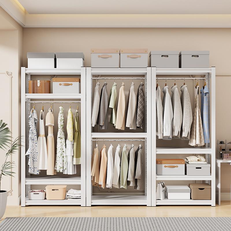 简易衣柜多层出租房用铁艺卧室家用组装置物架落地挂衣架收纳货架