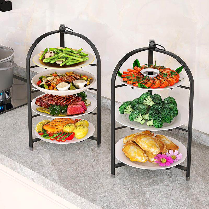 厂家厨房多功能备菜盘置物架免打孔可折叠挂壁收纳多层配菜架