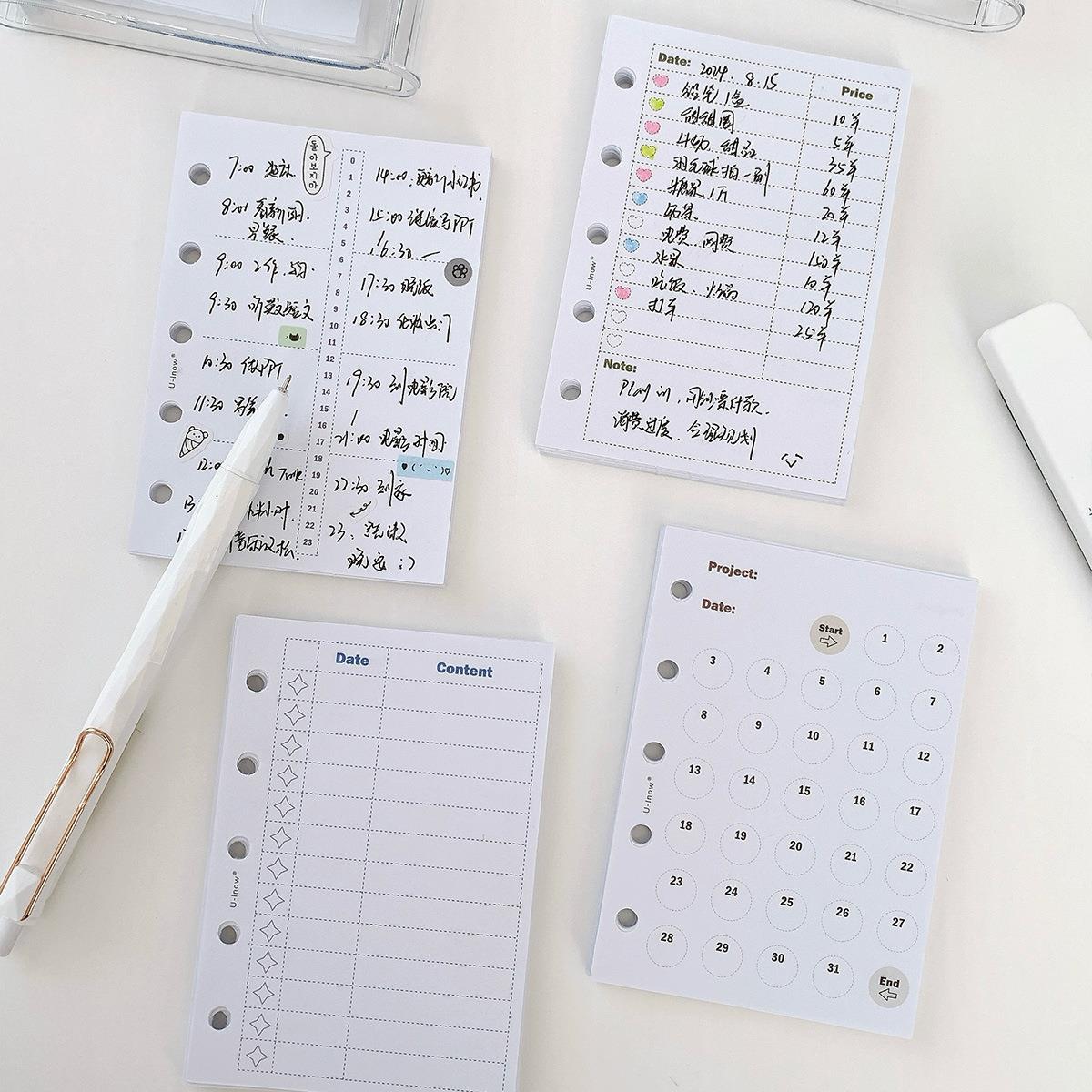 M5A8活页本手账本基础功能内页周计划打卡清单表格每日计划表内芯