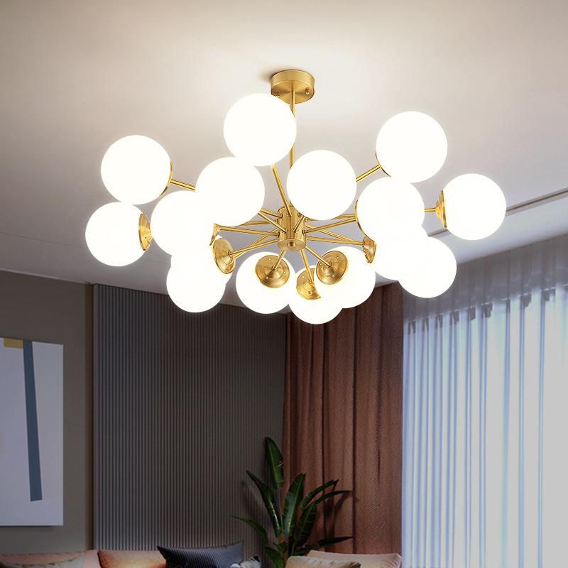 全铜灯具现代简约风格客厅吊灯大气家用餐厅卧室网红灯饰轻奢吊灯