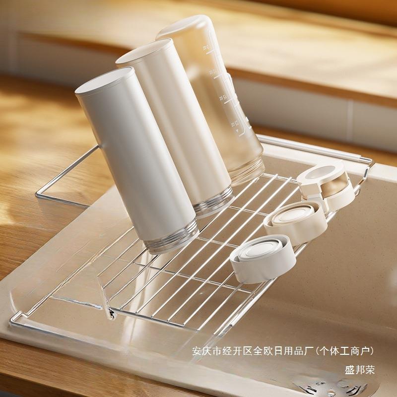 不锈钢多功能水伸缩沥水架韩用碗碟果蔬收纳置物架厨房用品无