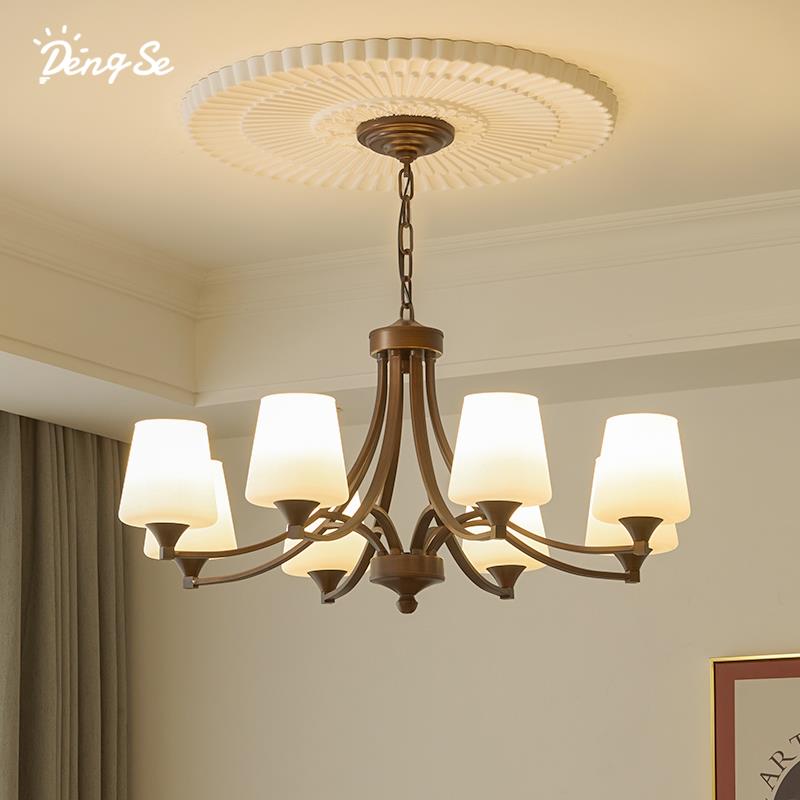 灯色美式复古客厅吊灯法式中古南洋乡村田园玻璃餐厅卧室房间灯具