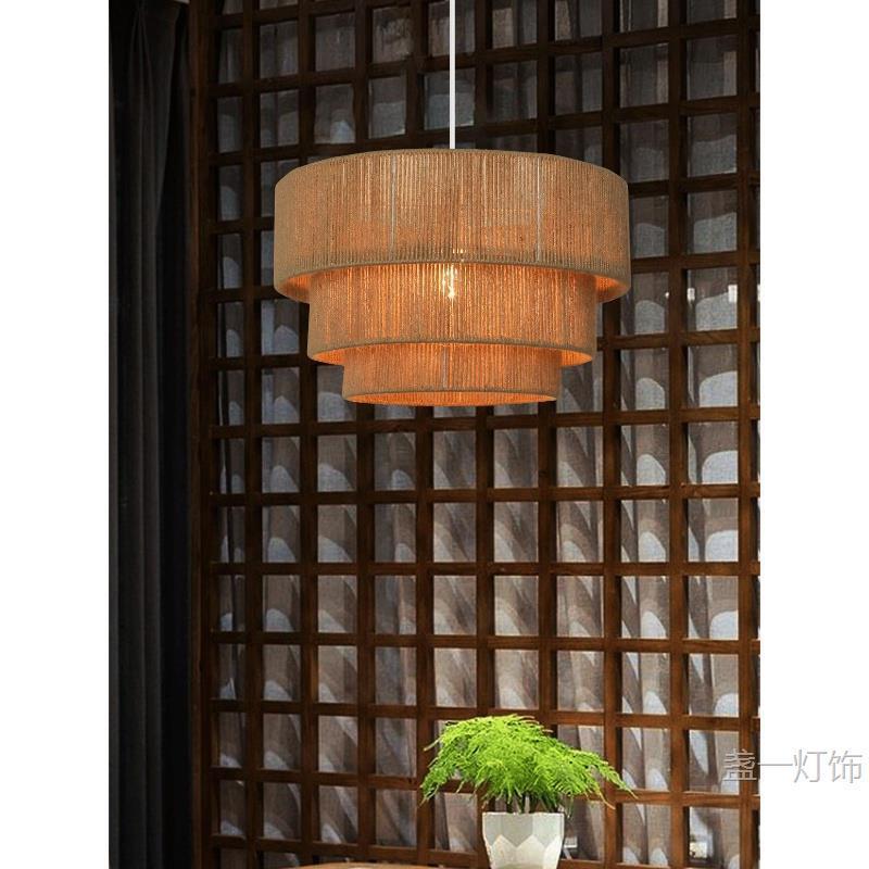 日式复古麻绳吊灯茶室民宿卧室新中式餐厅火锅店手工编织装饰灯具