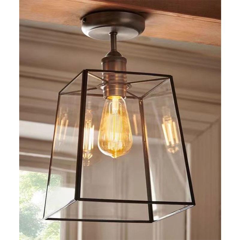 RH美式入户过道吸顶灯现代简约走廊玄关衣帽间楼梯阳台灯具玻璃