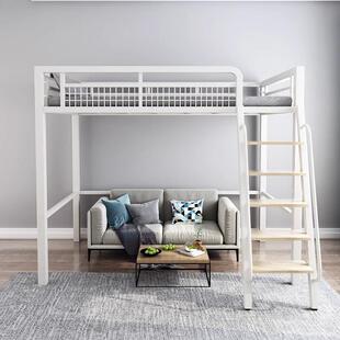 简约铁艺小户型高架床上床下桌公寓阁楼床省空间铁架床复式二楼床