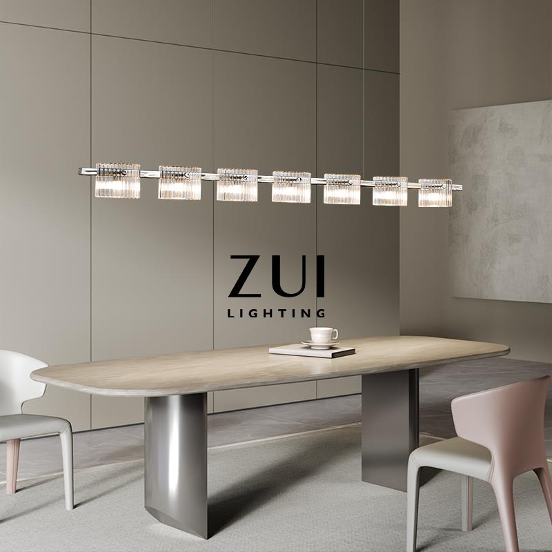 法式轻奢餐厅吊灯吧台个性创意设计师现代简约高端玻璃艺术长条灯