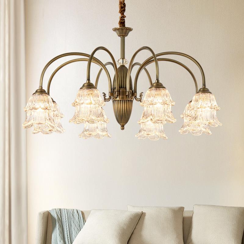 全铜法式客厅吊灯欧式复古轻奢美式设计师高级感中古田园卧室主灯