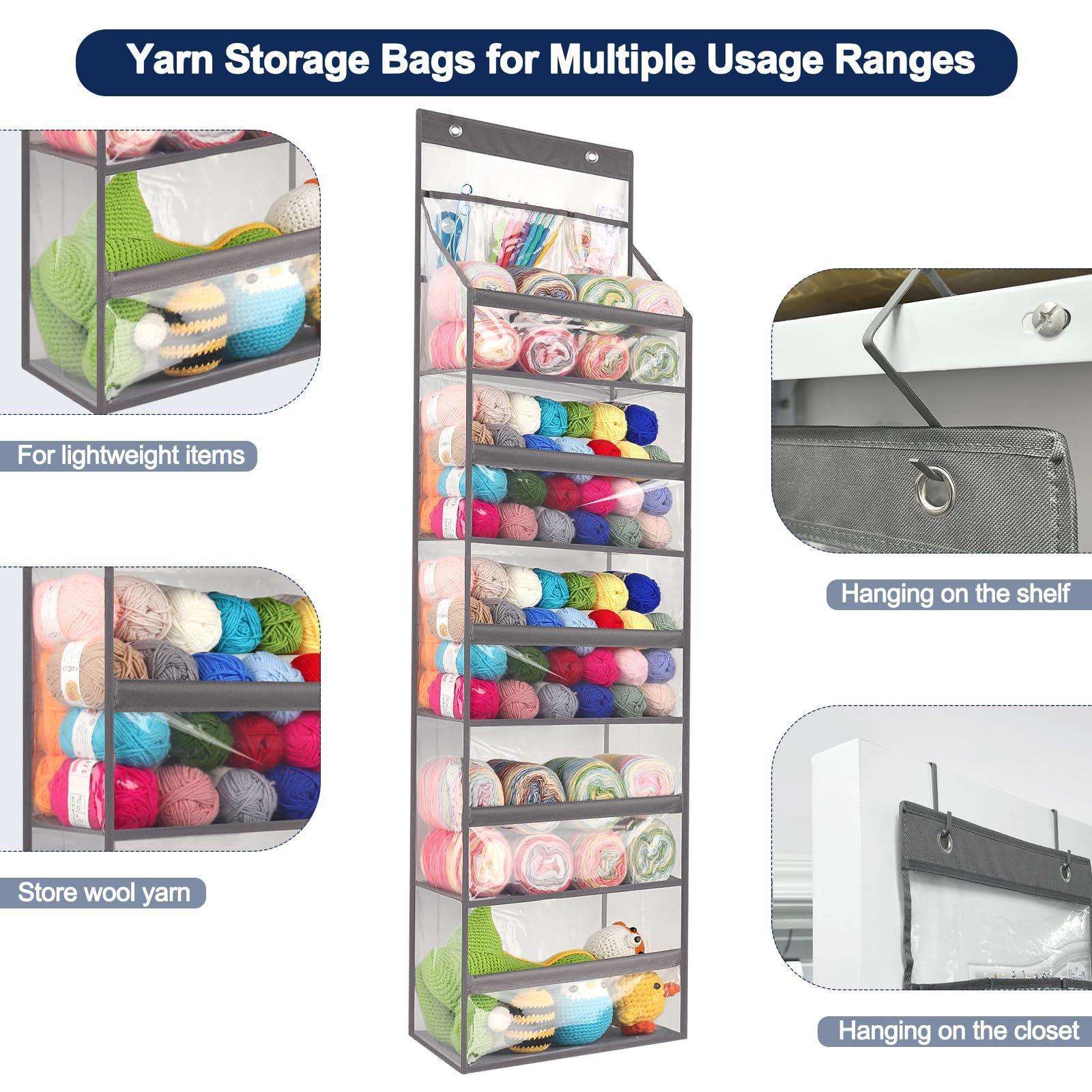 跨境透明PVC门后储物挂袋纱线棒针毛线多层壁挂杂物整理收纳挂袋