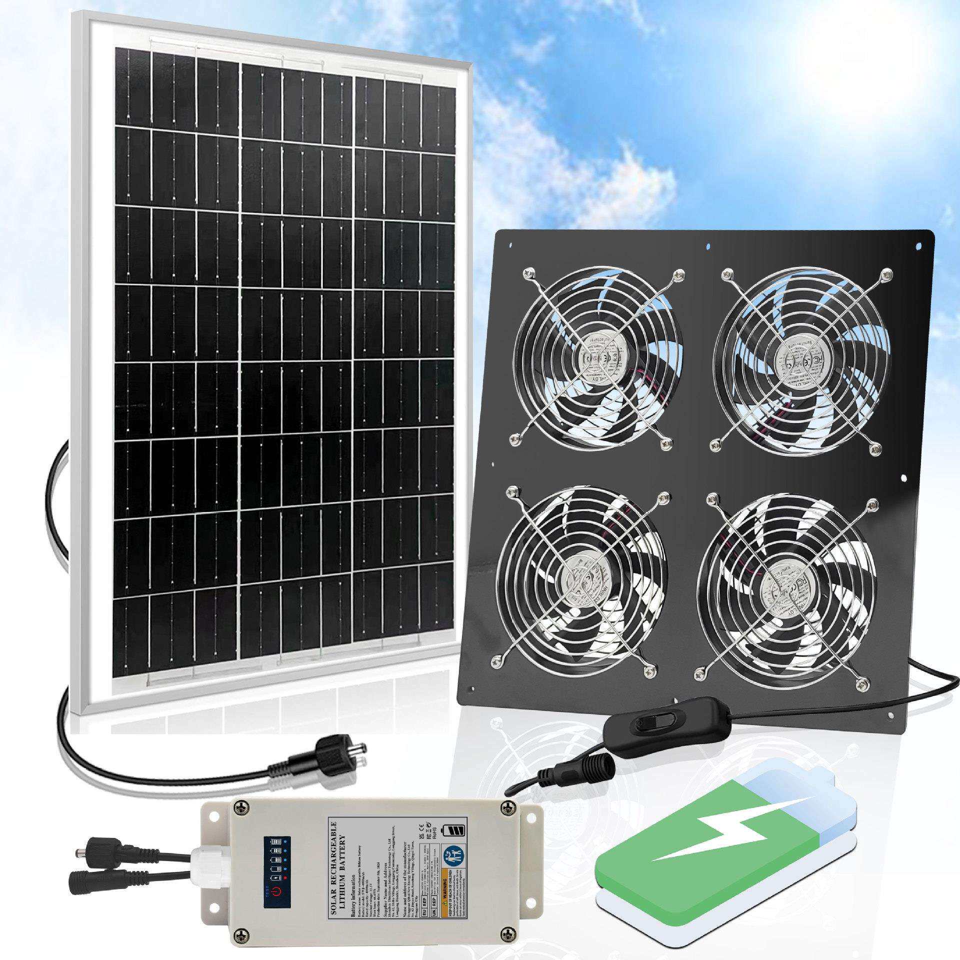 12V低压太阳能排气扇低噪音大排放通风换气浴室厂房养殖场大棚