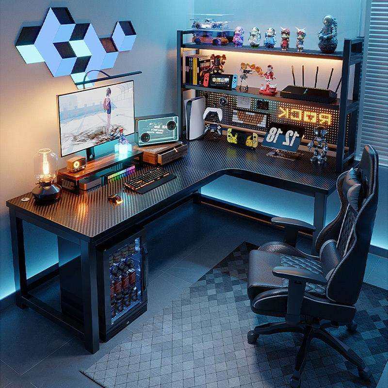 转角电竞桌科技感电脑桌台式欧式书架卧室写字办公桌家用拐角书桌