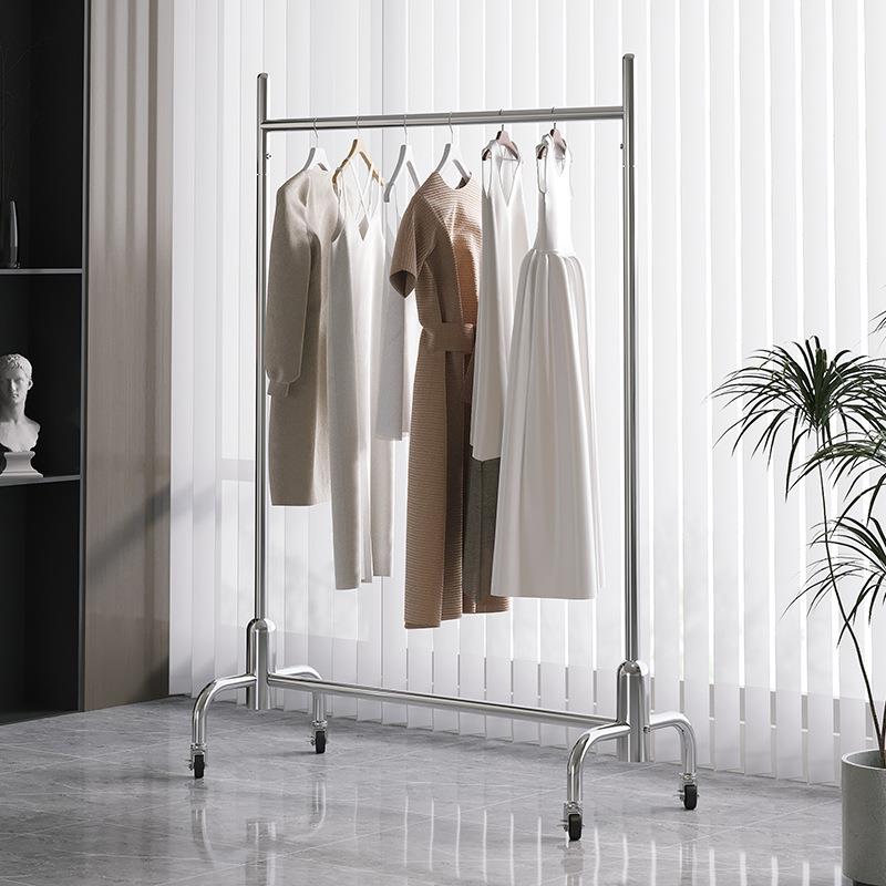 不锈钢银挂衣架家用衣帽架卧室酒店挂衣杆阳台宿舍晾衣服收纳神器