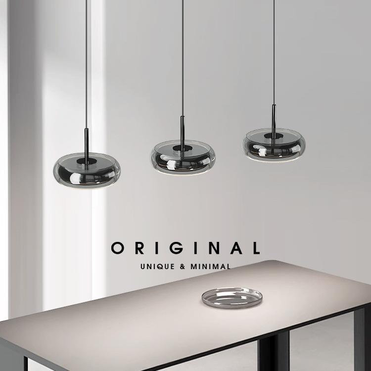 意式极简餐厅吊灯现代简约餐桌灯感轻奢玻璃三头饭厅吧台吊灯