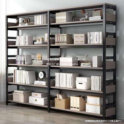 书架置物架落地书柜铁艺钢木货架储物架多层简易收纳客厅家用架子