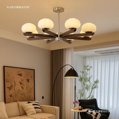 中古风客厅吊灯新款美式复古实木大厅主灯主卧室餐厅低层书房灯具