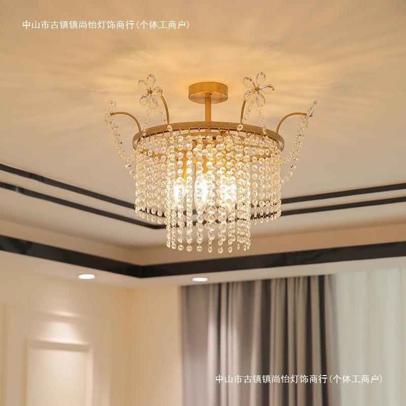 轻法式卧室书房餐厅水晶吊灯复古轻奢美式后现代简约客厅衣帽间灯