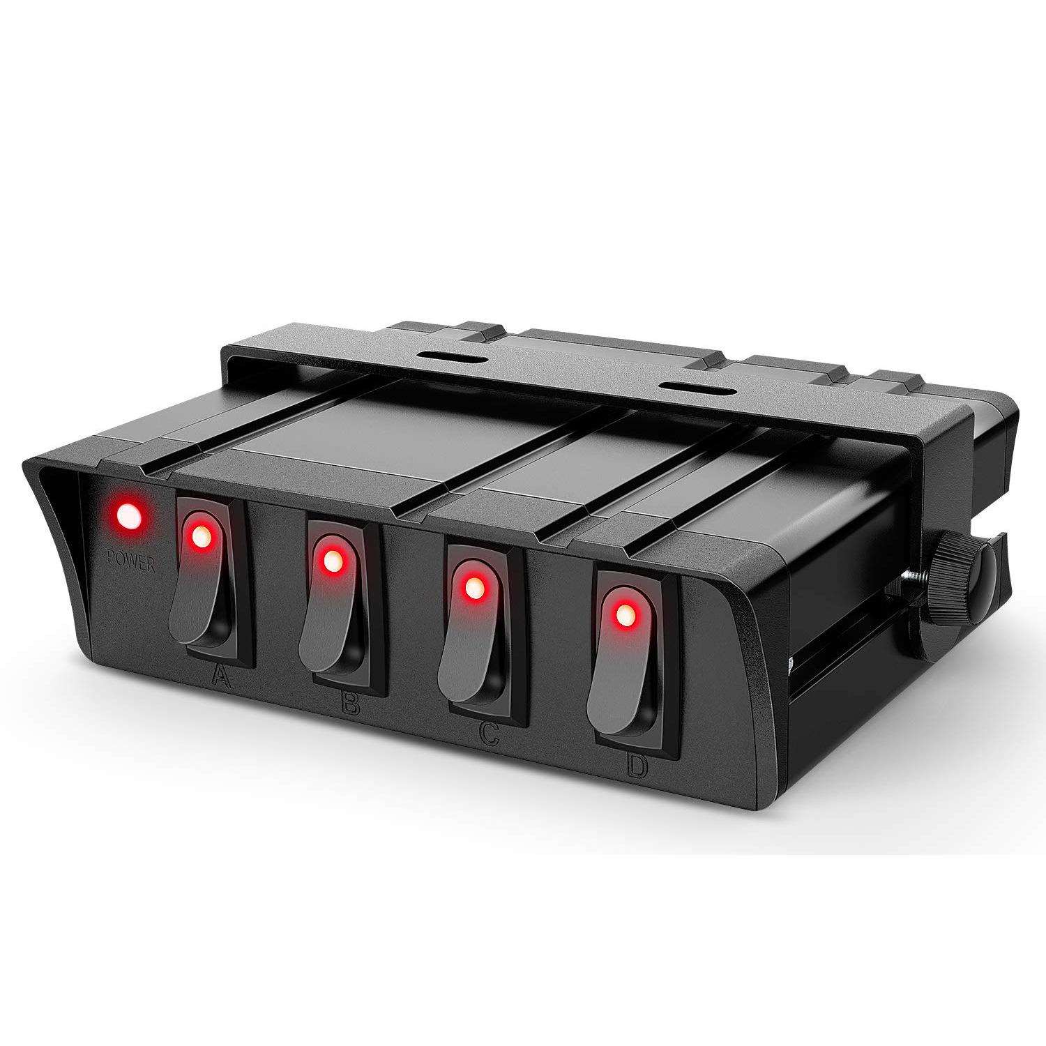 4位3PIN船型开关面板多功能翘板开关控制系统汽车改装中控面板盒