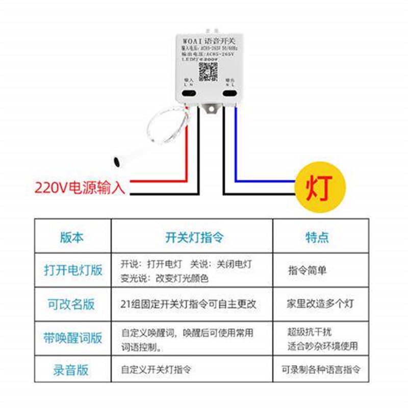 热销语音智能开关声控灯识别无线遥控控制家用语言改装神器控制器