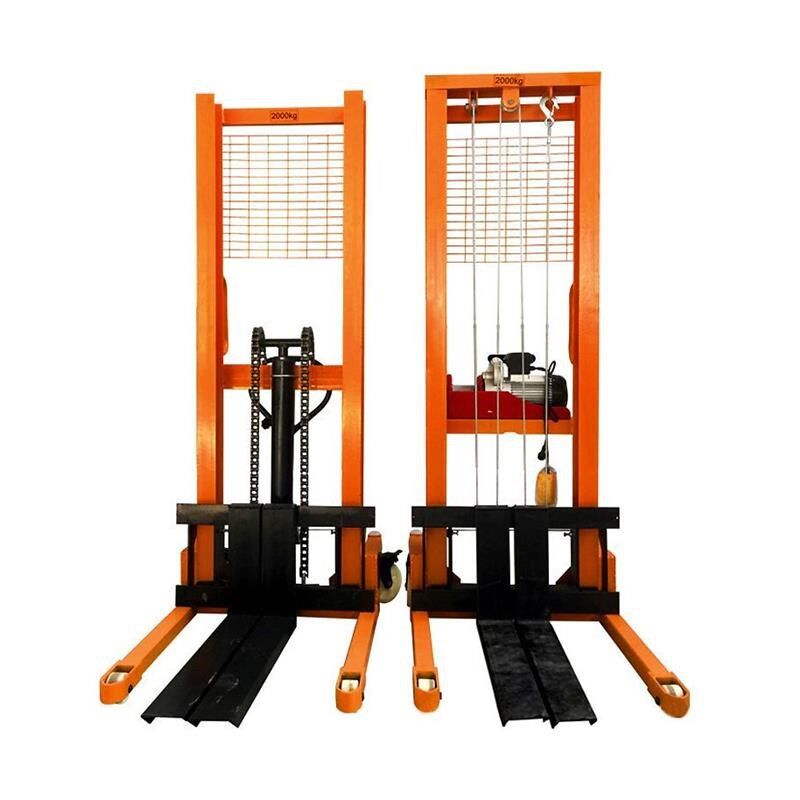 热销手动液压堆高车 半电动升高叉车0.5DT/1T/2T/3T吨液压堆高车