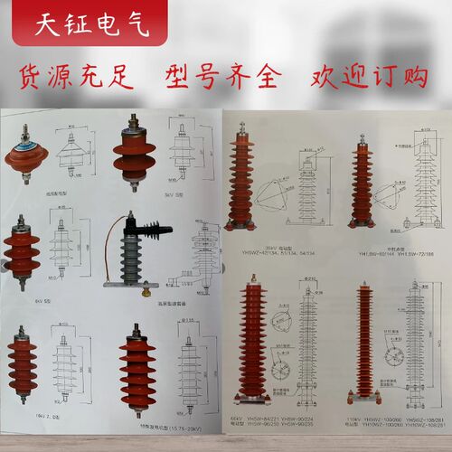 热销HY5WS-17/50复合硅胶绝缘高压氧化锌避雷器10KV电站型35-66-1