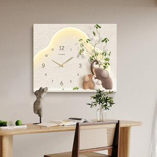 大象网红2023新款带钟表奶油风电表箱装饰画开关配电箱餐厅遮丑箱