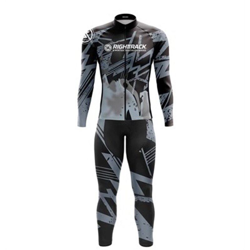 热销男士春秋速干排汗长袖长裤轮滑服连体衣比赛体能训练轮滑服