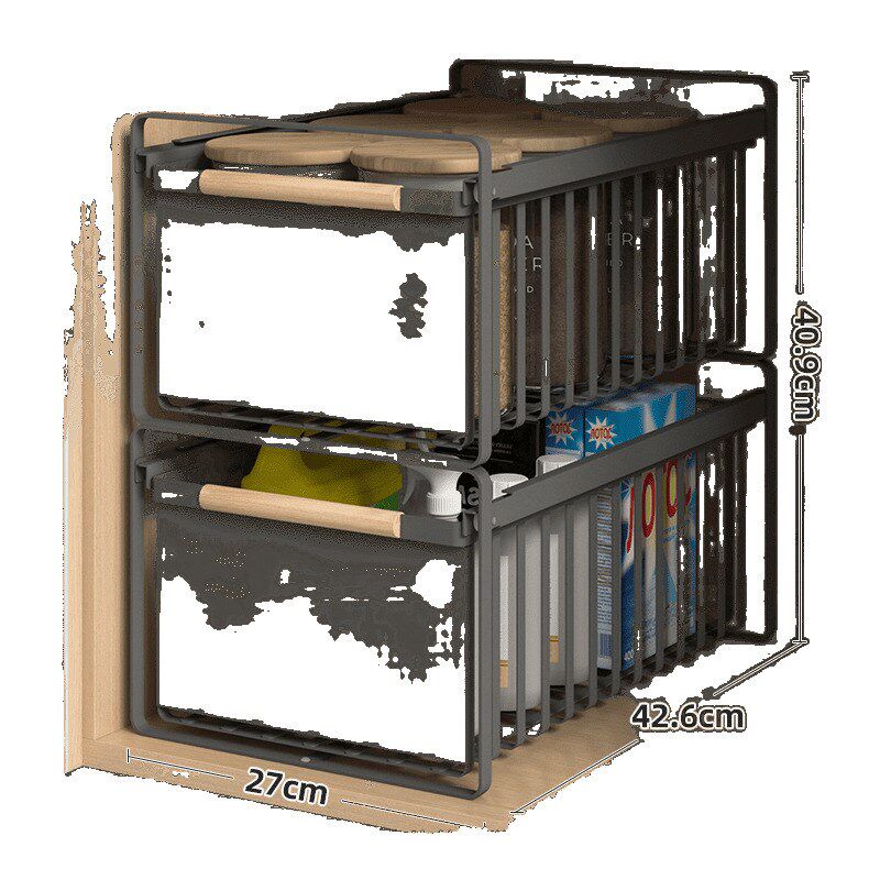 热销下水置物架抽拉式厨房卫生间浴室柜下收纳洗手台下拉篮抽屉式
