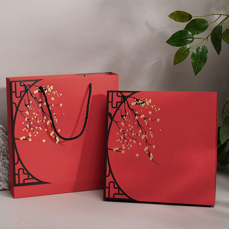 复古轻奢风正方形礼品包装盒丝巾眼罩包装盒天地盖送礼手提袋