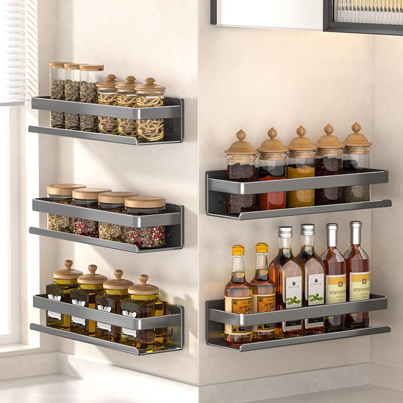 厨房置物架家用免打孔调料架多层上墙壁挂式收纳架不锈钢浴室架子