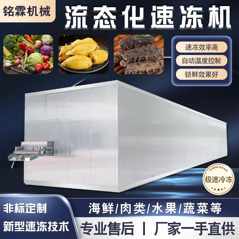 果蔬西蓝花低温速冻设备 海参流态化速冻机 冻榴莲大型速冻流