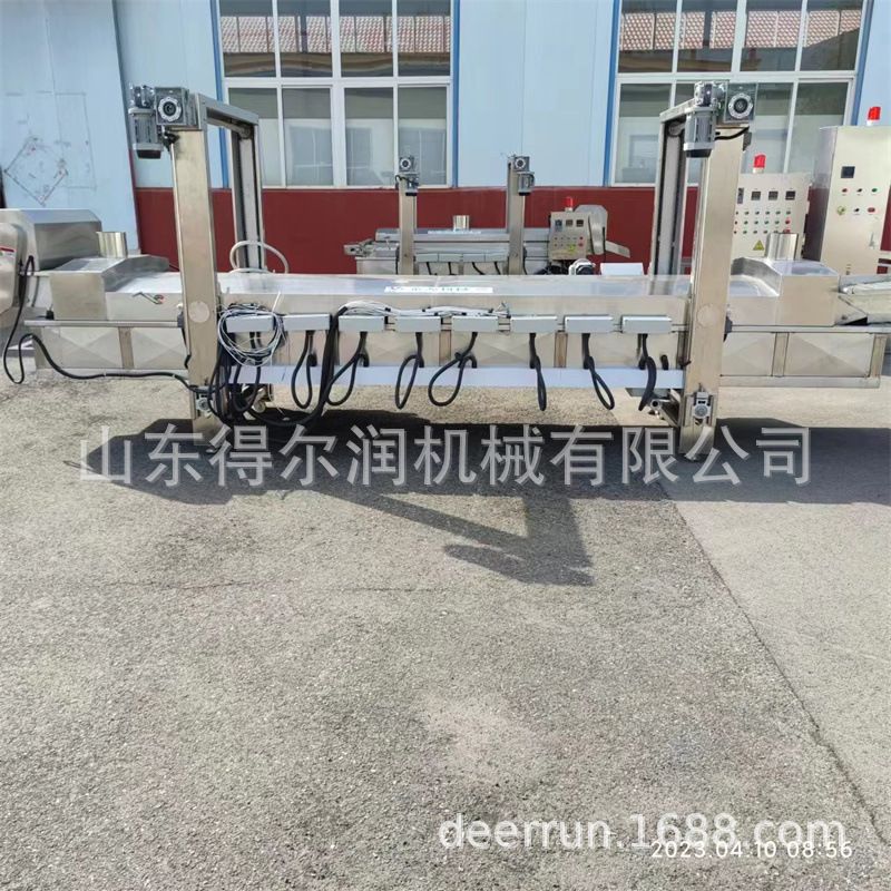 烧烤食材蔬菜串油炸机 淋浆机 土豆串上浆油炸流水线 上门安装